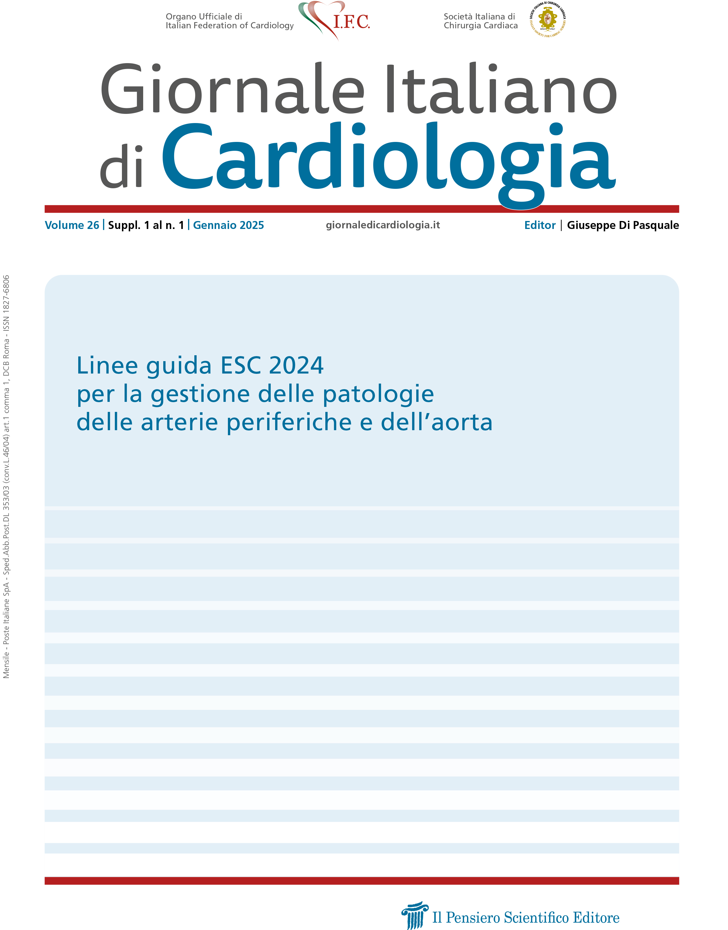 2025 Vol. 26 Suppl. 1 al N. 1 GennaioLinee guida ESC 2024 per la gestione delle patologie delle arterie periferiche e dell’aorta