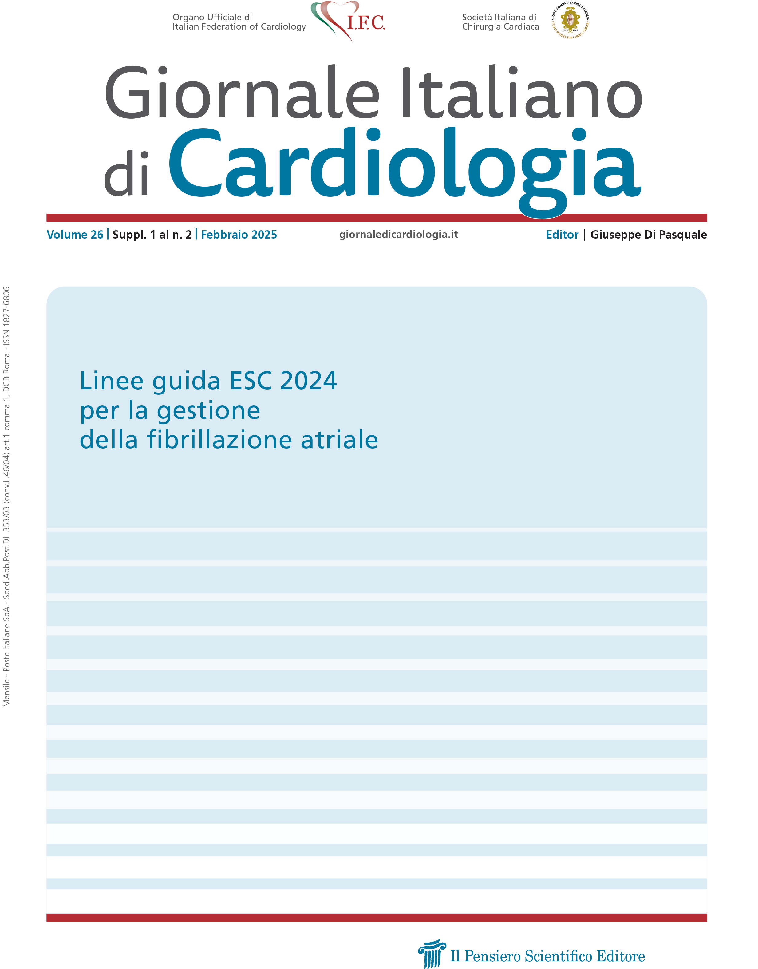 2025 Vol. 26 Suppl. 1 al N. 2 FebbraioLinee guida ESC 2024 per la gestione della fibrillazione atriale